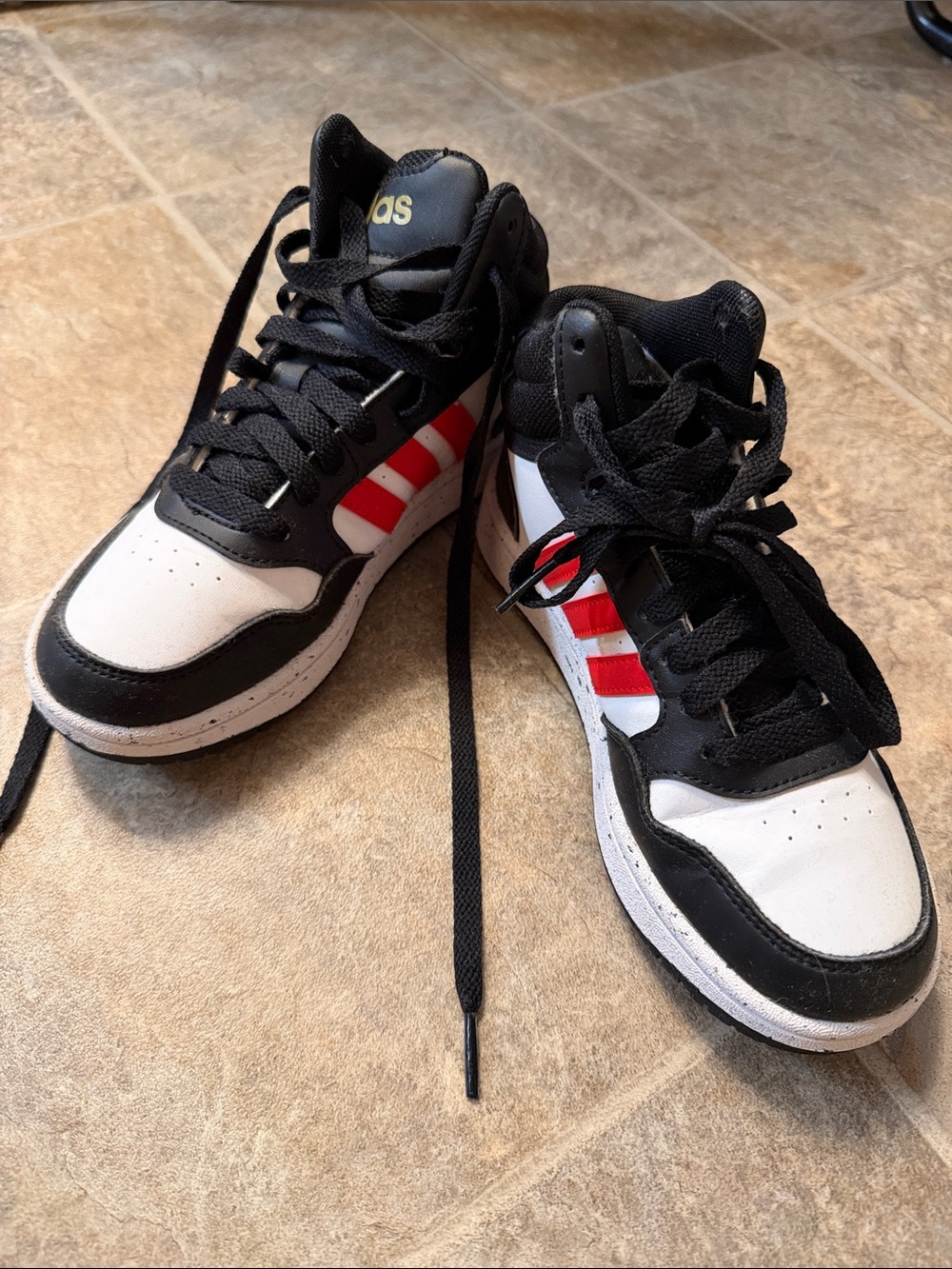 adidas Black White Red High-Top Sneakers